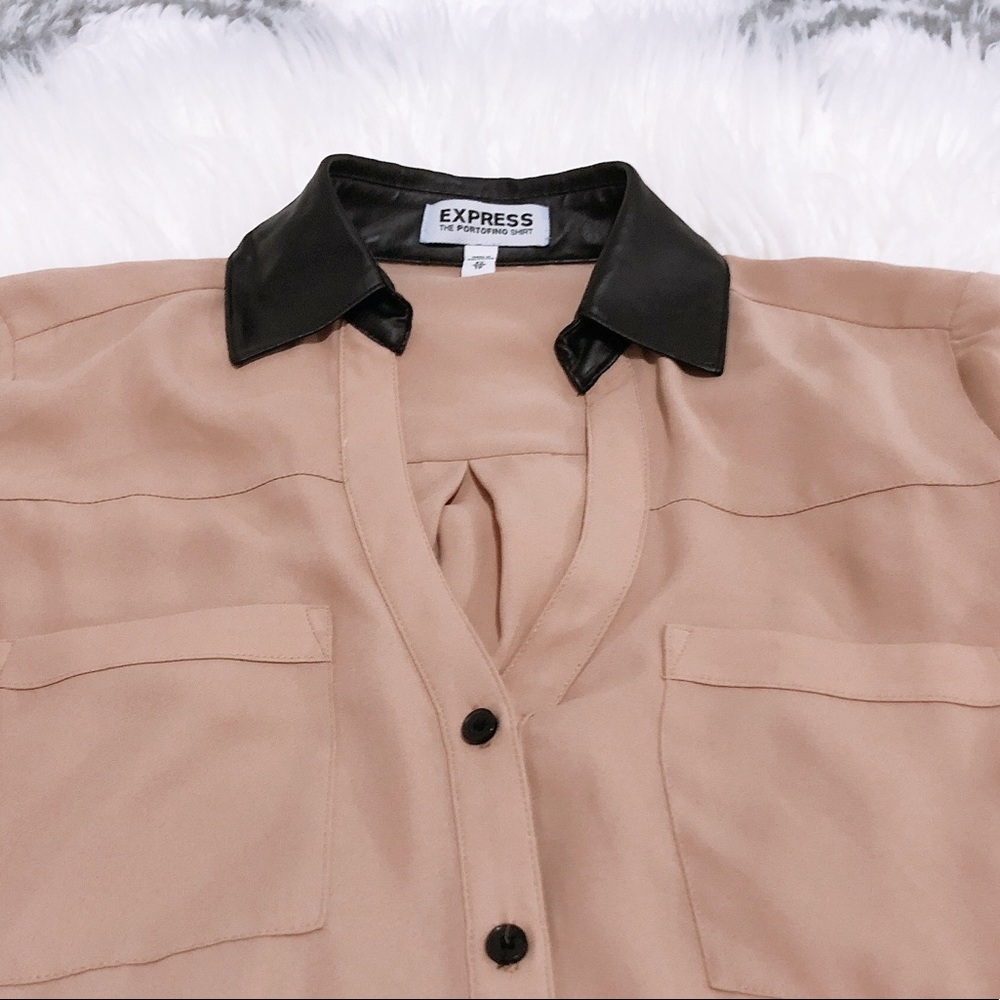 Express- Black with tan long sleeve button down